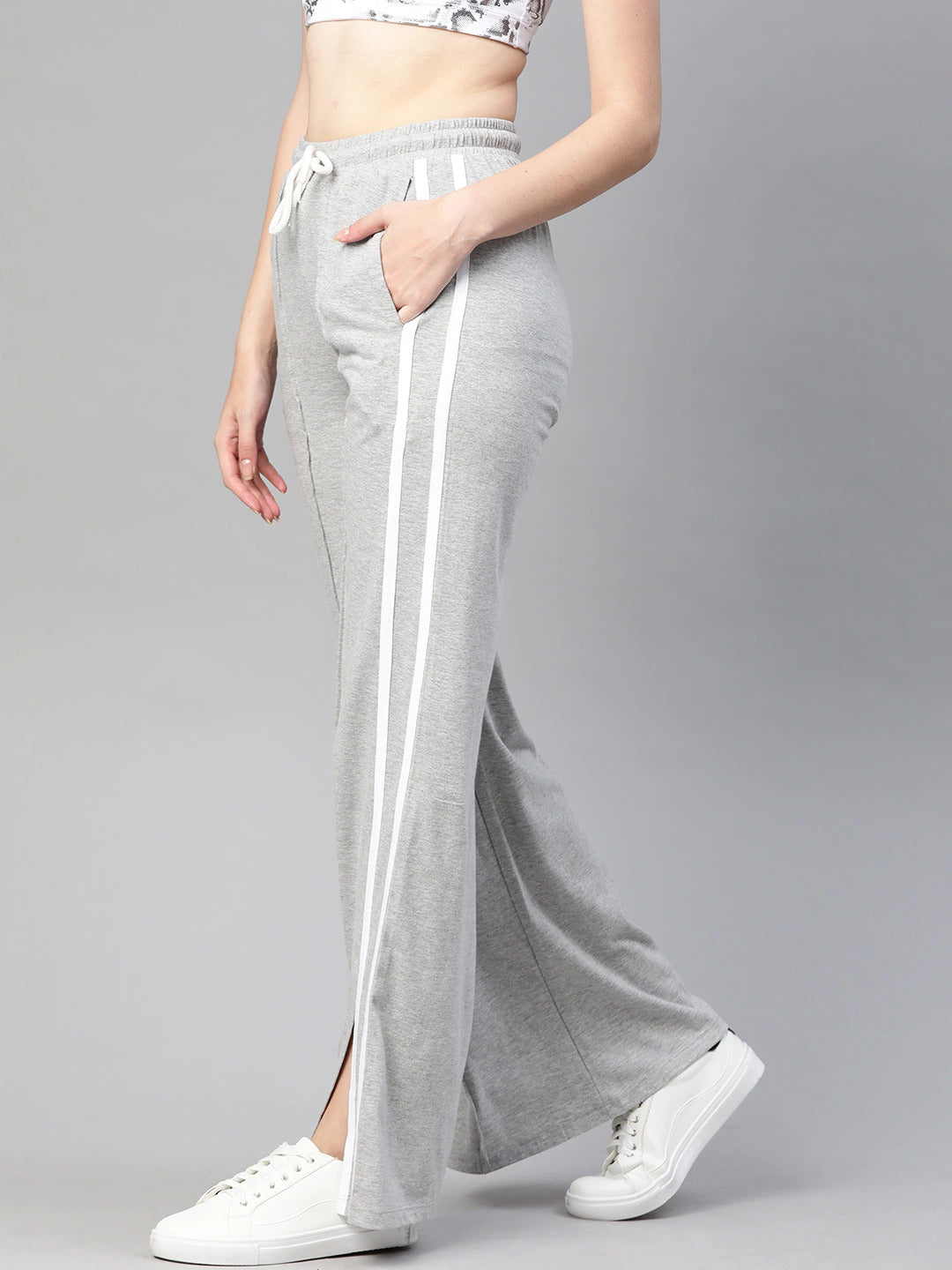 High waisted discount grey track pants