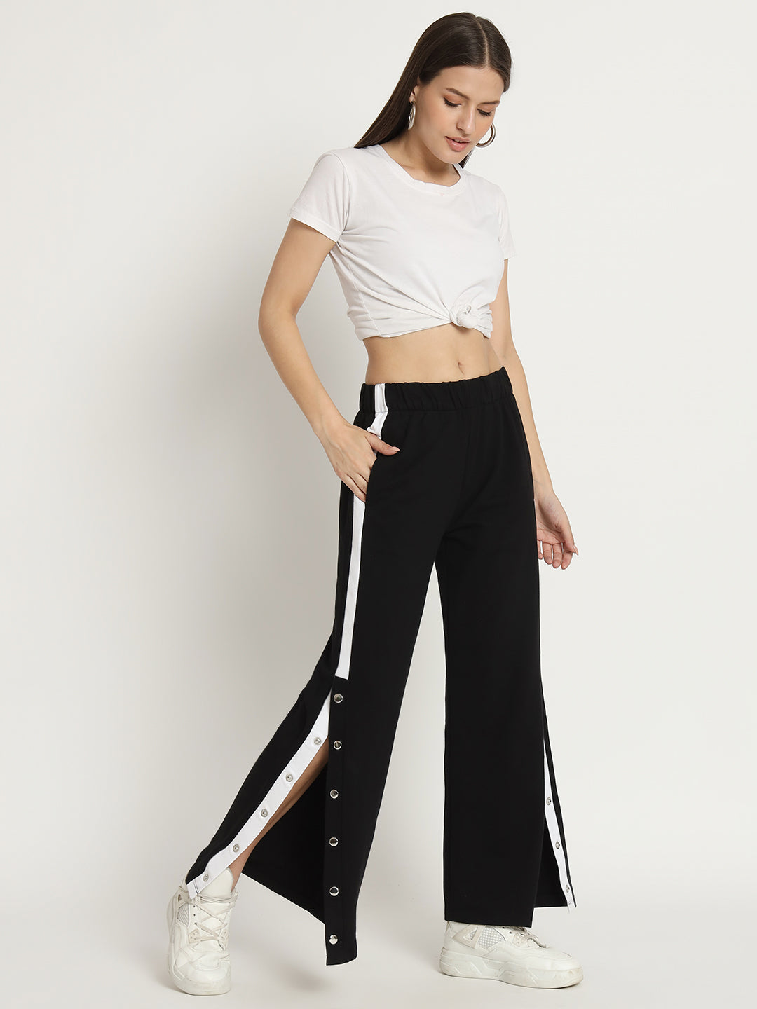 Black Slit Flip Joggers VividArtsy