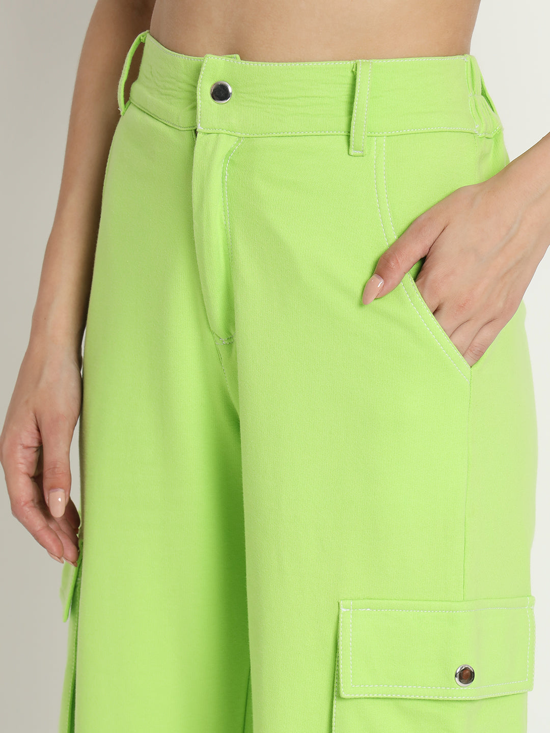 VividArtsy Women Neon Green  Baggy Utility Pants