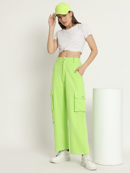 VividArtsy Women Neon Green  Baggy Utility Pants