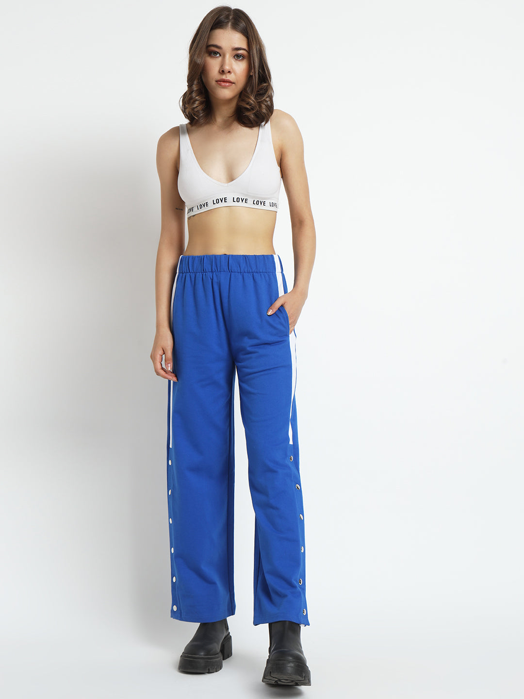 Royal Blue Relaxed Loose Fit Cotton Trousers