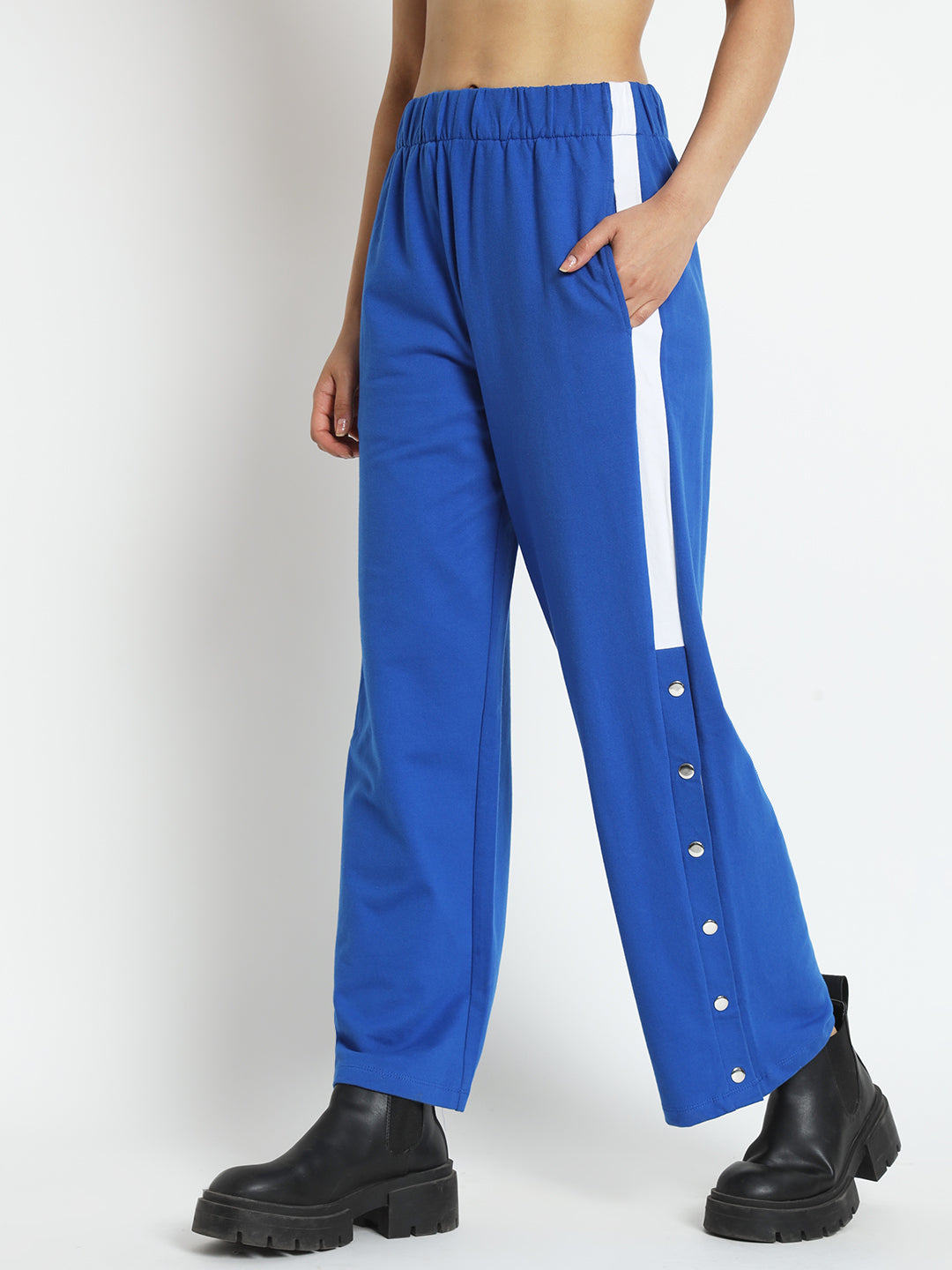 Royal Blue Relaxed Loose Fit Cotton Trousers