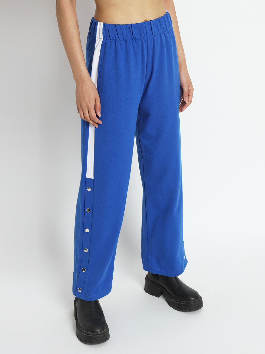 Royal Blue Relaxed Loose Fit Cotton Trousers