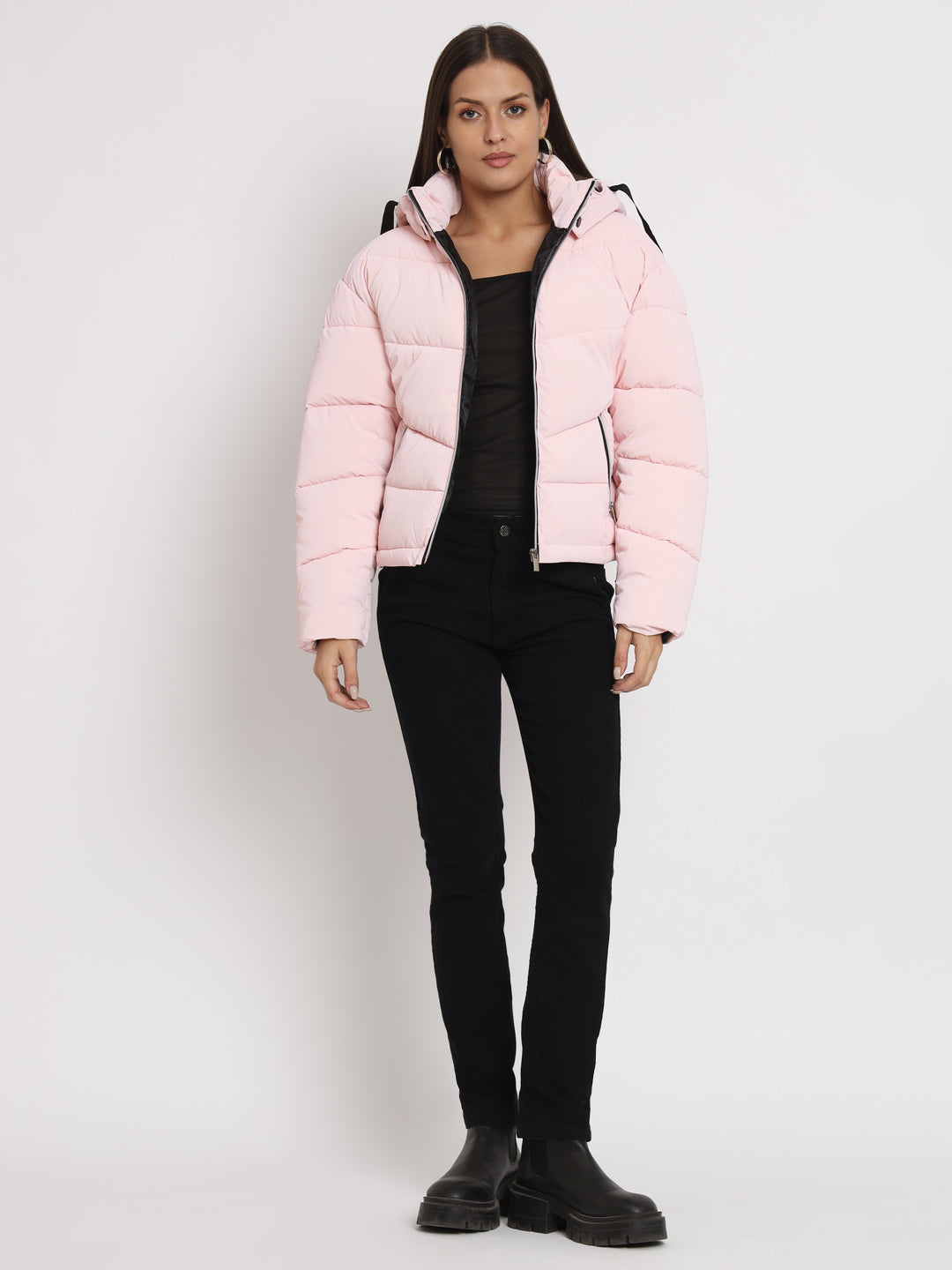 Light Pink Hooded Puffer Jacket