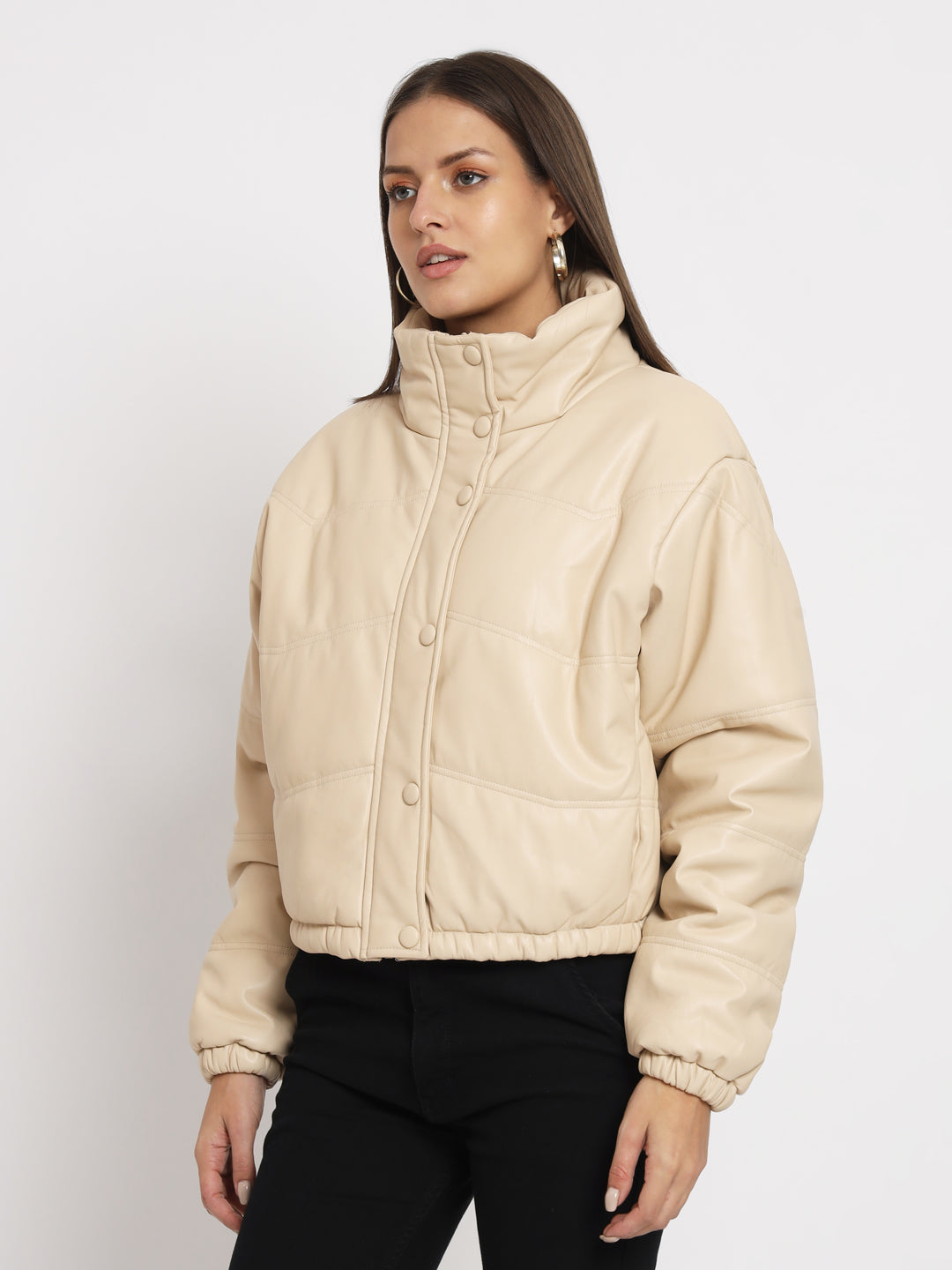Buy Mast & Harbour Women Mock Collar Padded Jacket With Two Flap Pockets -  Jackets for Women 18707434 | Myntra