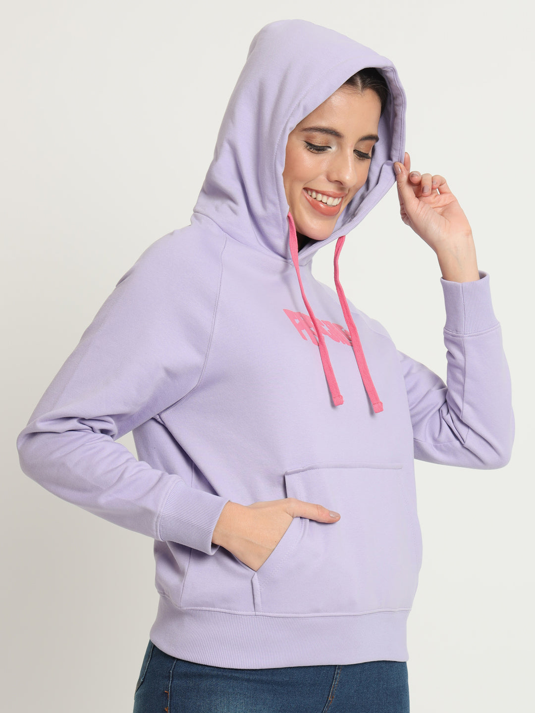 Lavender Fragile Printed Hoodie