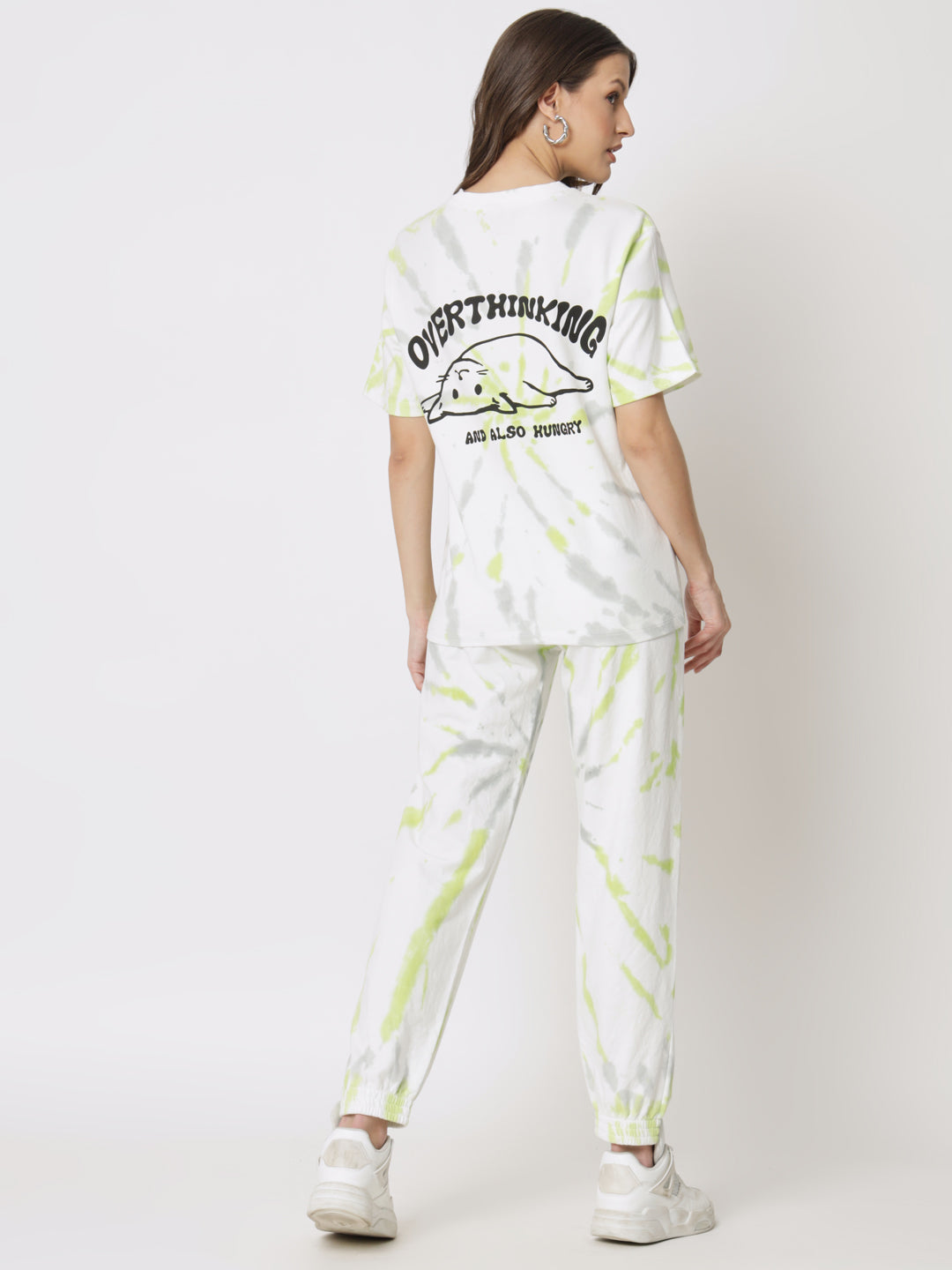 Green Tie & Dye Printed T-Shirt With Joggers Co-Ords
