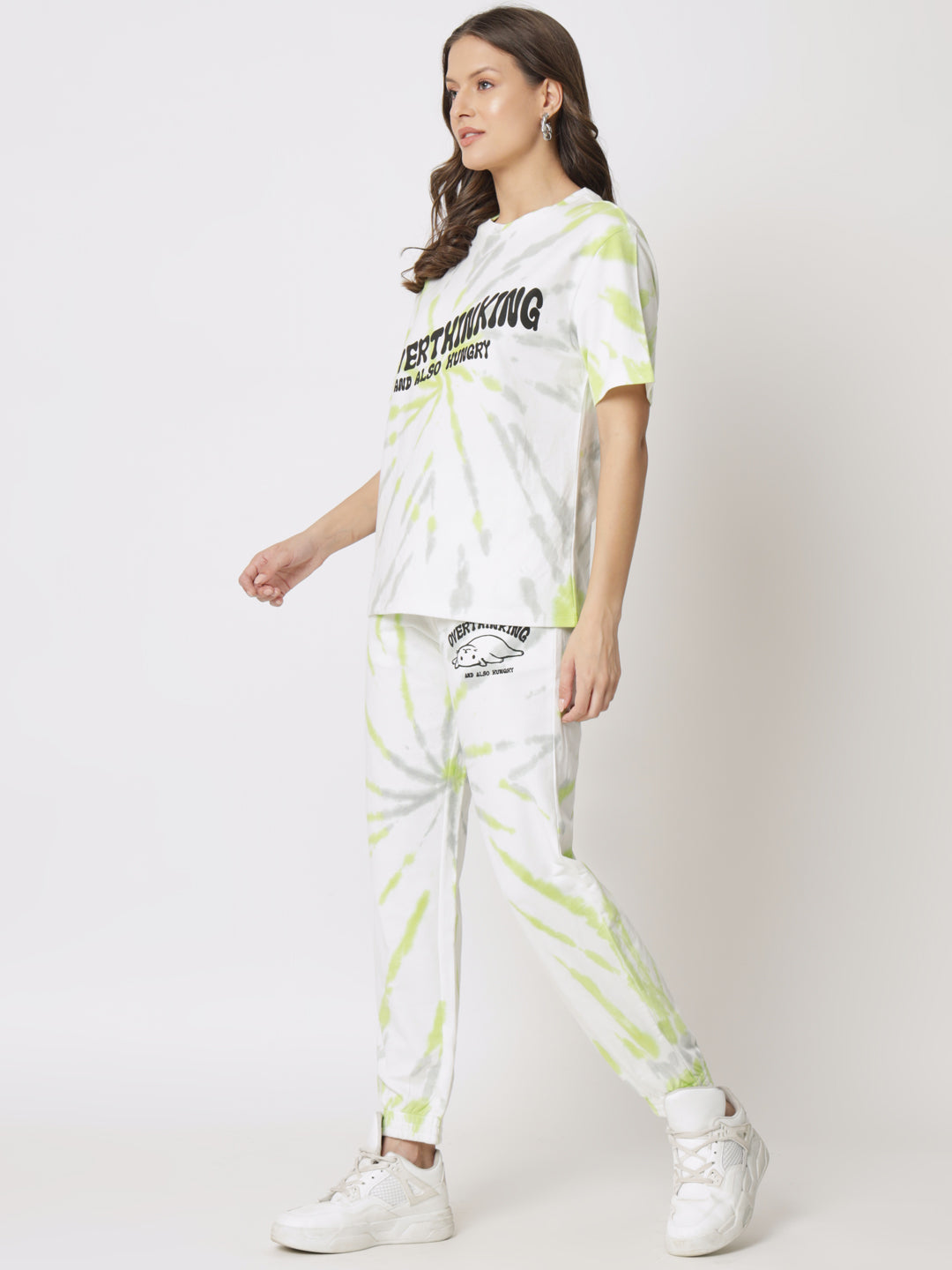 Green Tie & Dye Printed T-Shirt With Joggers Co-Ords