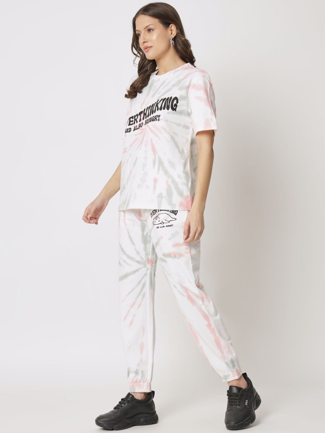 Pink Dyed Tshirt With Joggers Co-Ords