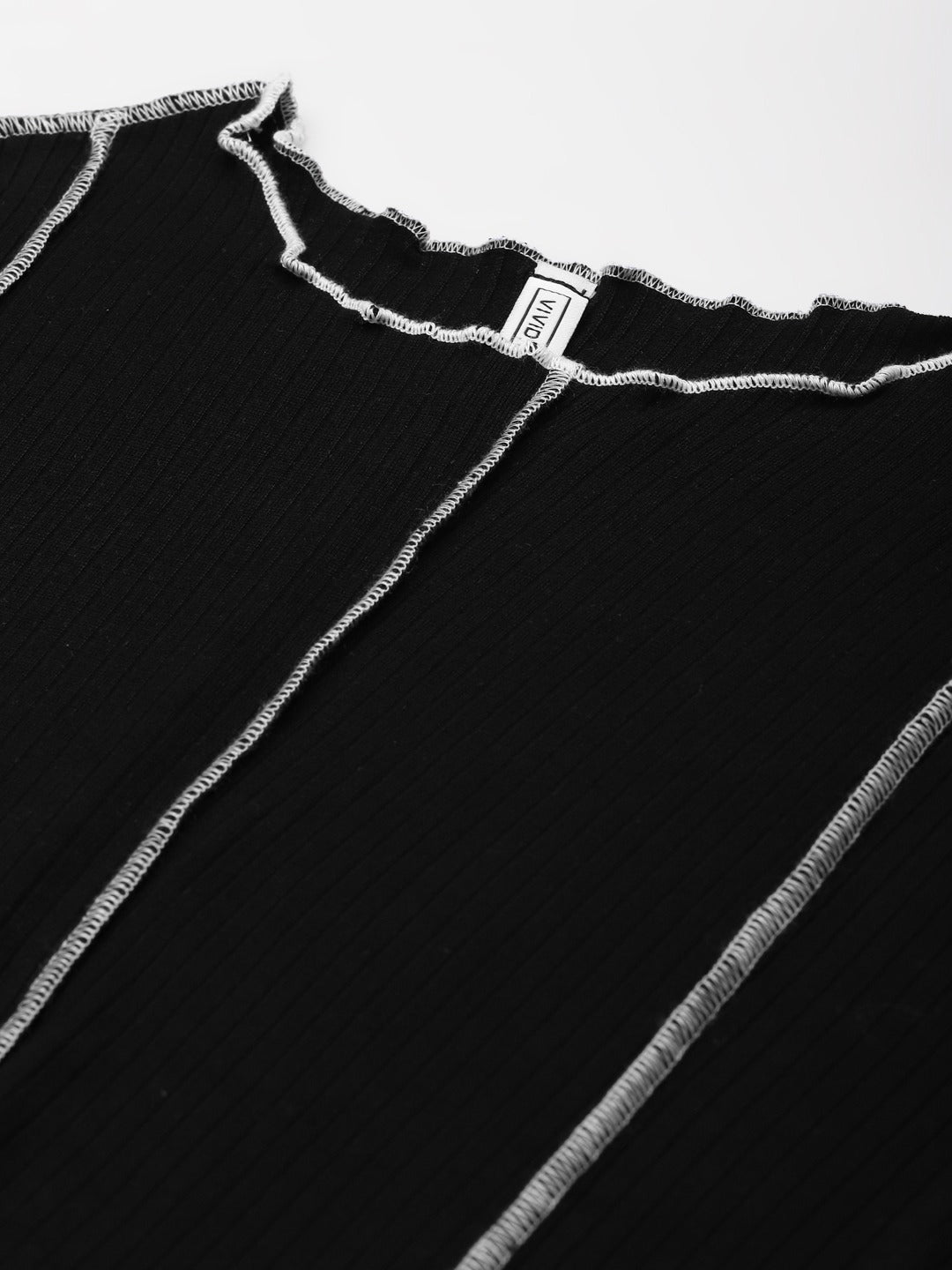 Black Striped Regular Crop Top