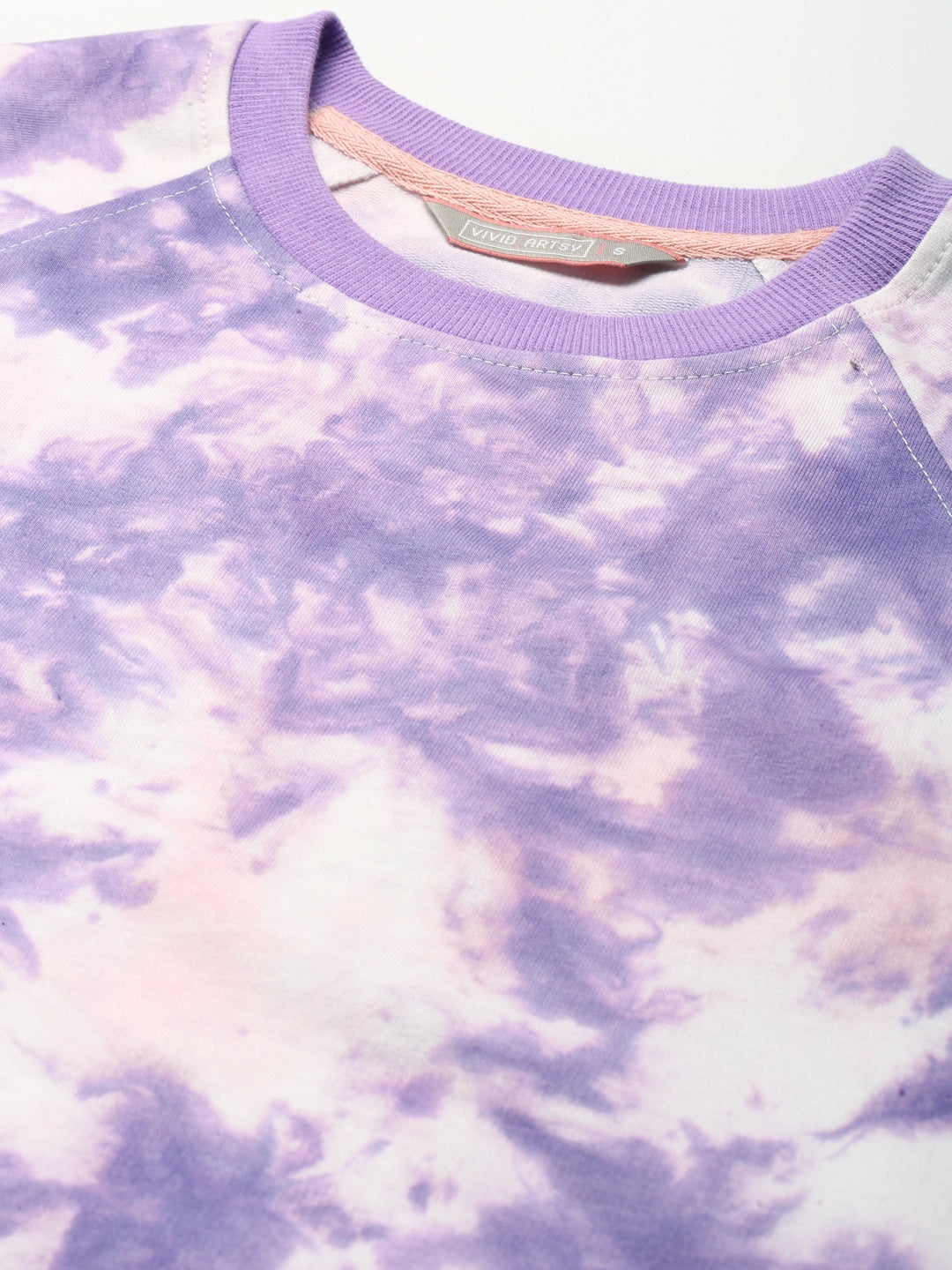 Purple & White Tie & Dye Print Sweatshirt with Joggers