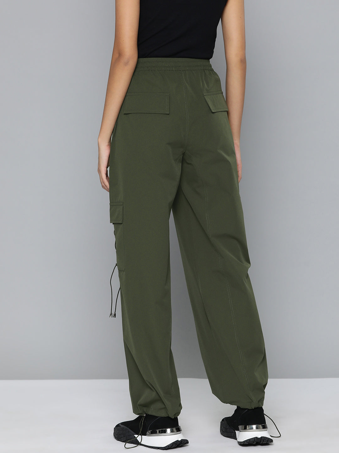 Olive Wide Parachute Joggers