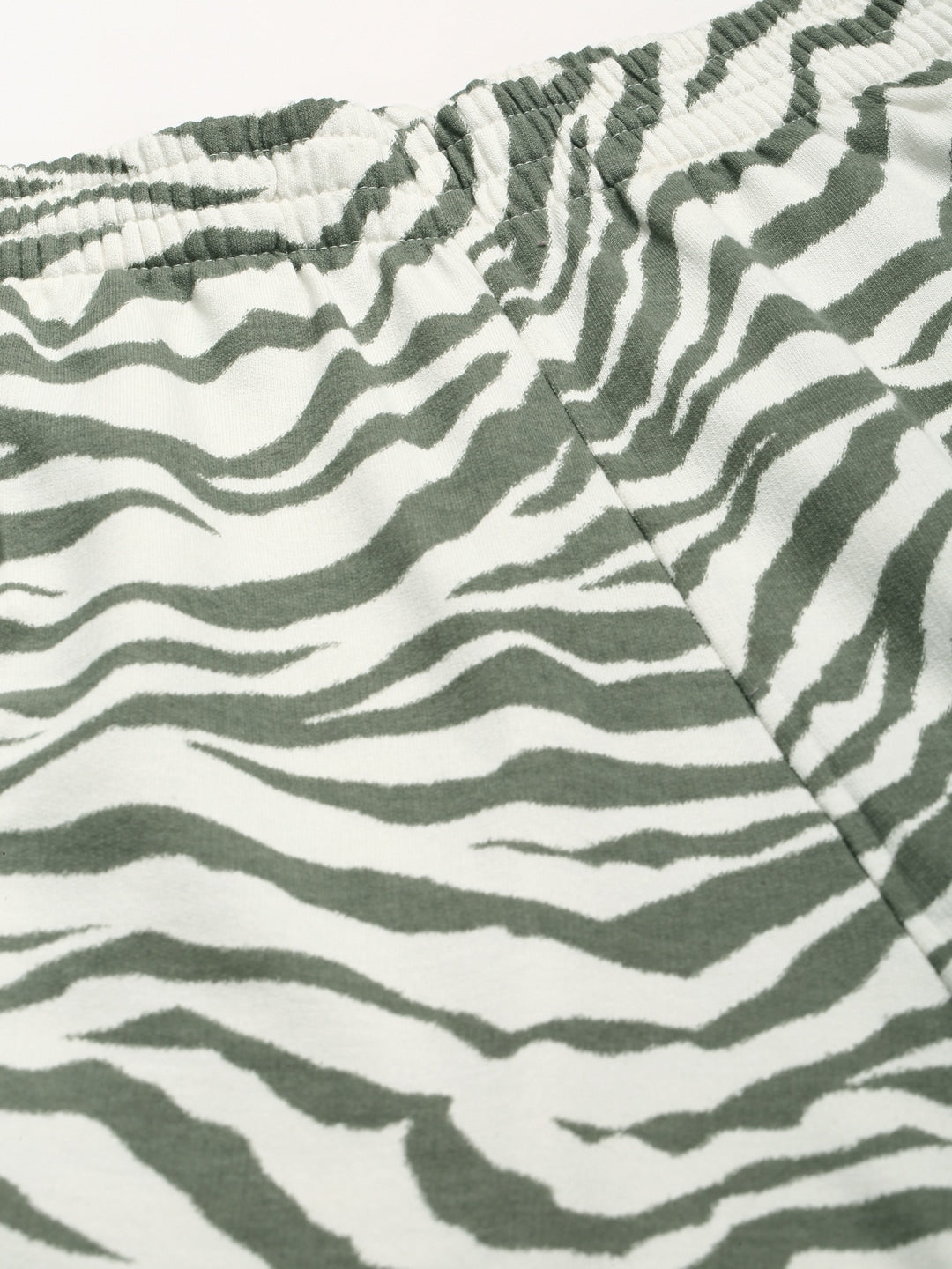 White & Green Pure Cotton Zebra Print Pyjama Set