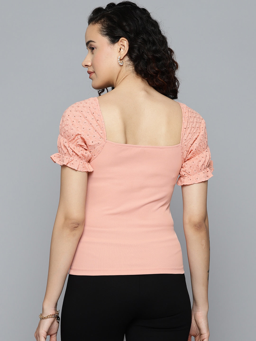 Peach Puff Sleeve Top