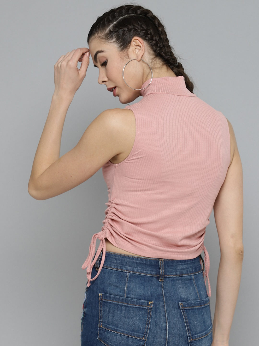 Pink Ruched Fitted Top