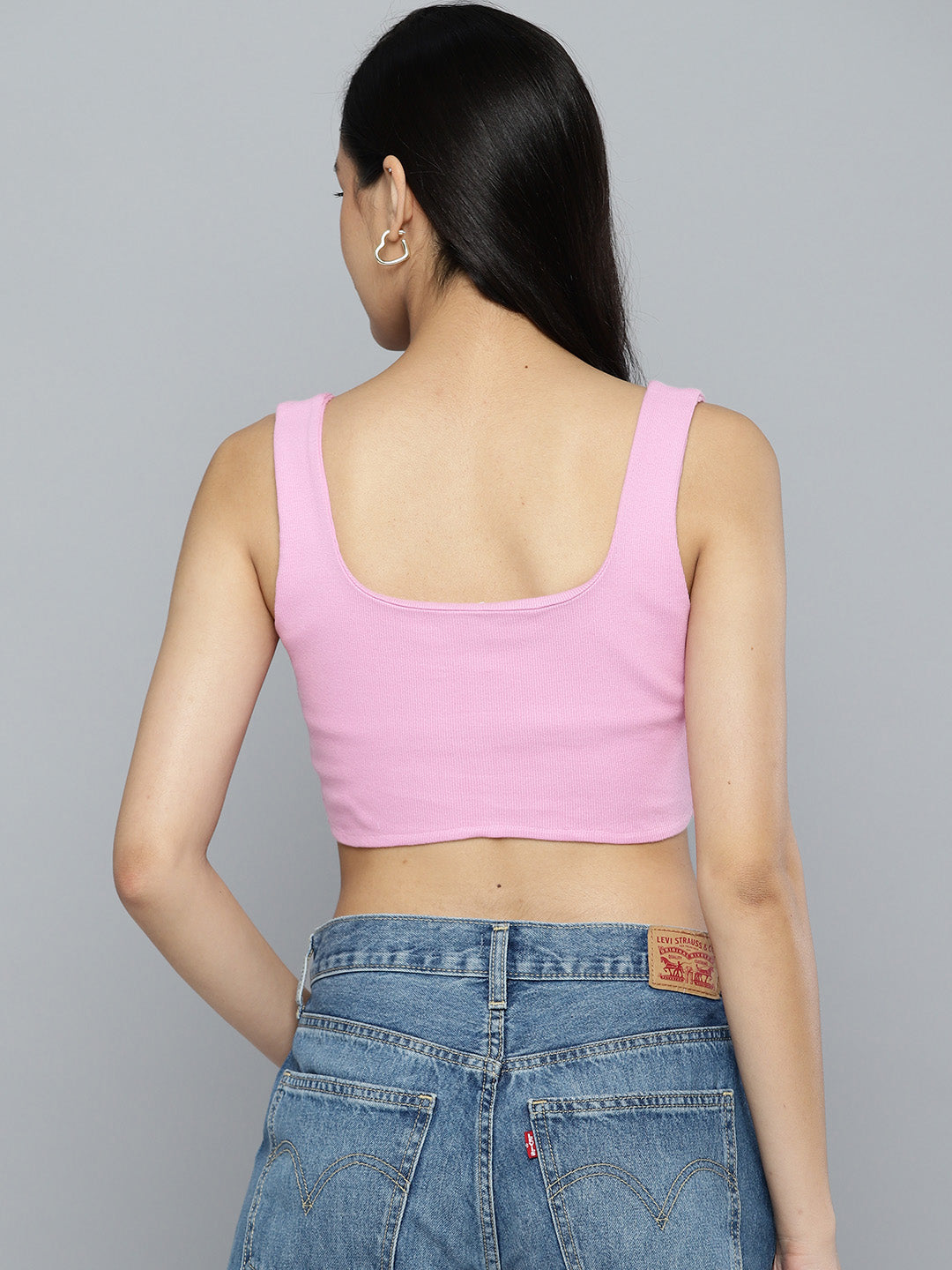 Pink Fitted Crop Top