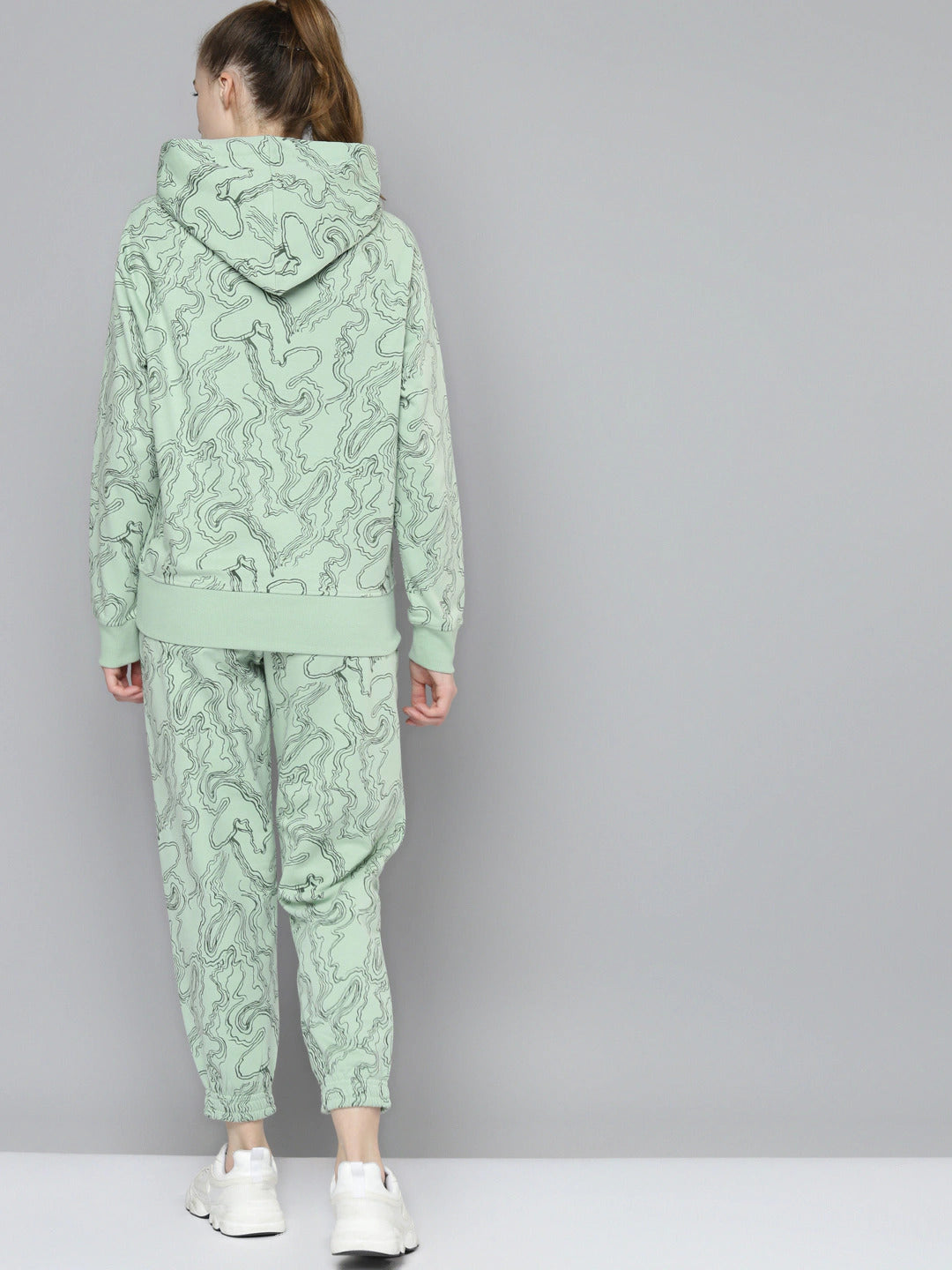 Green Abstract Print Cotton Tracksuit