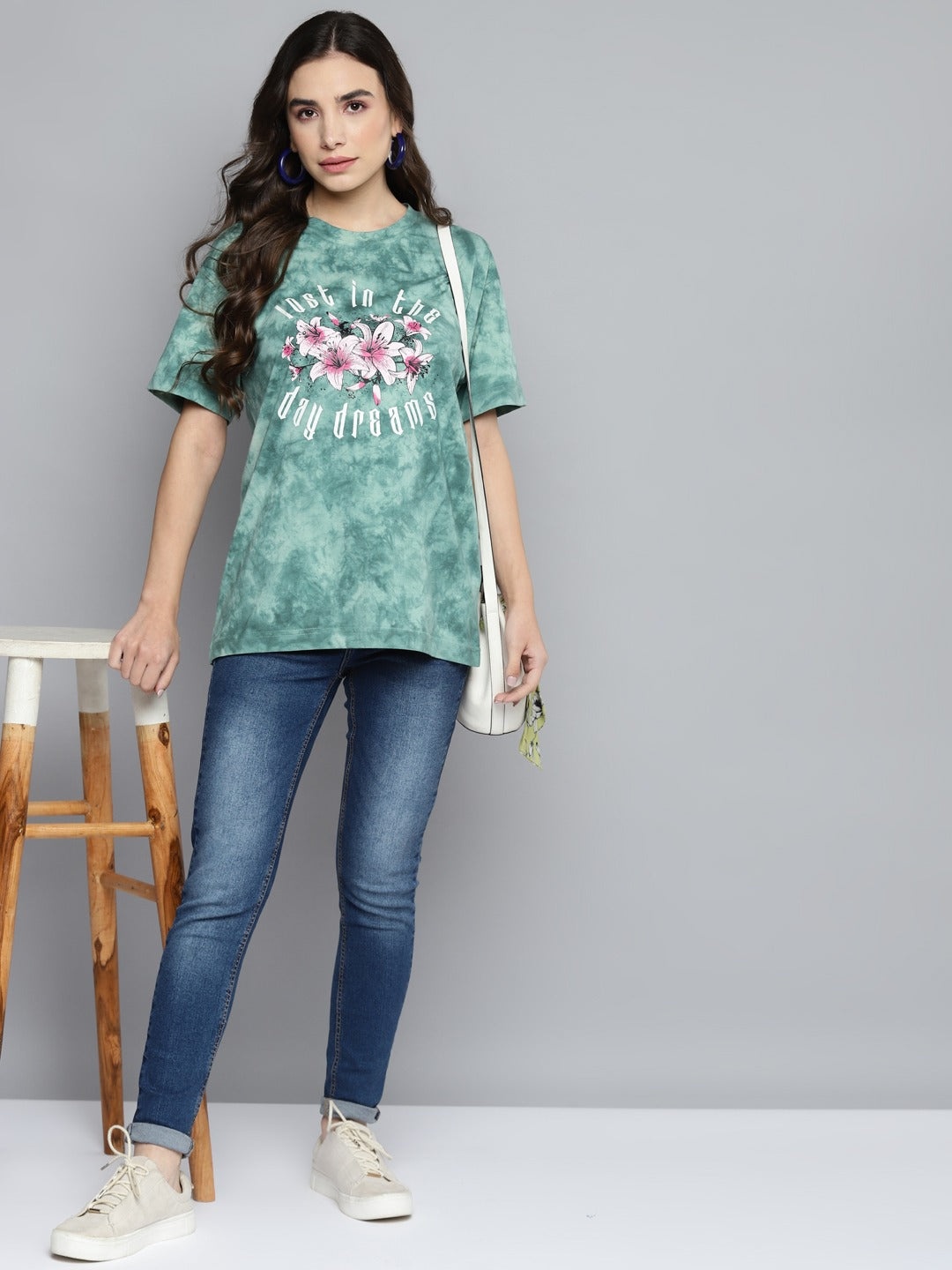 Green Tie and Dye Printed Pure Cotton T-shirt