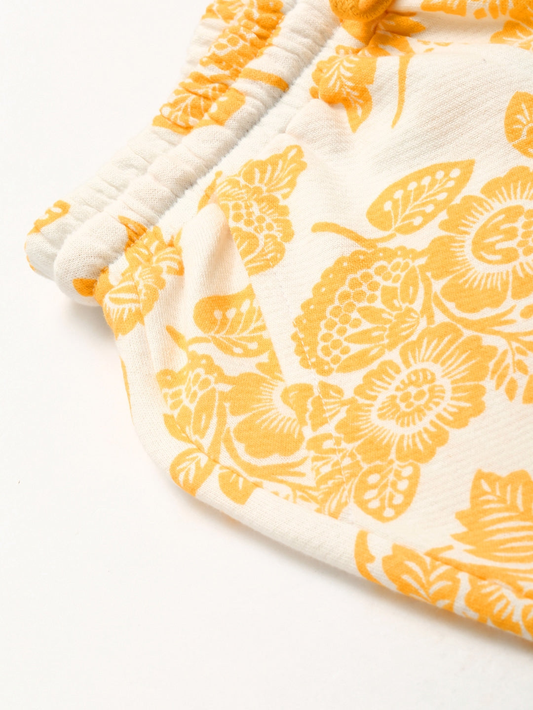 White & Yellow Pure Cotton Floral Printed Pyjama Set