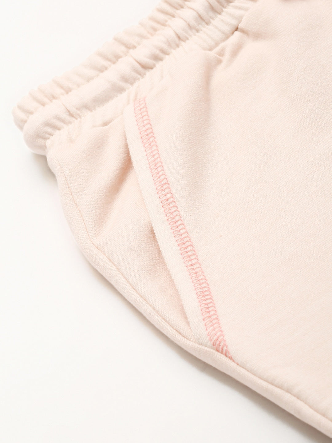Beige & Pink Typography Printed Sweatshirt with Joggers