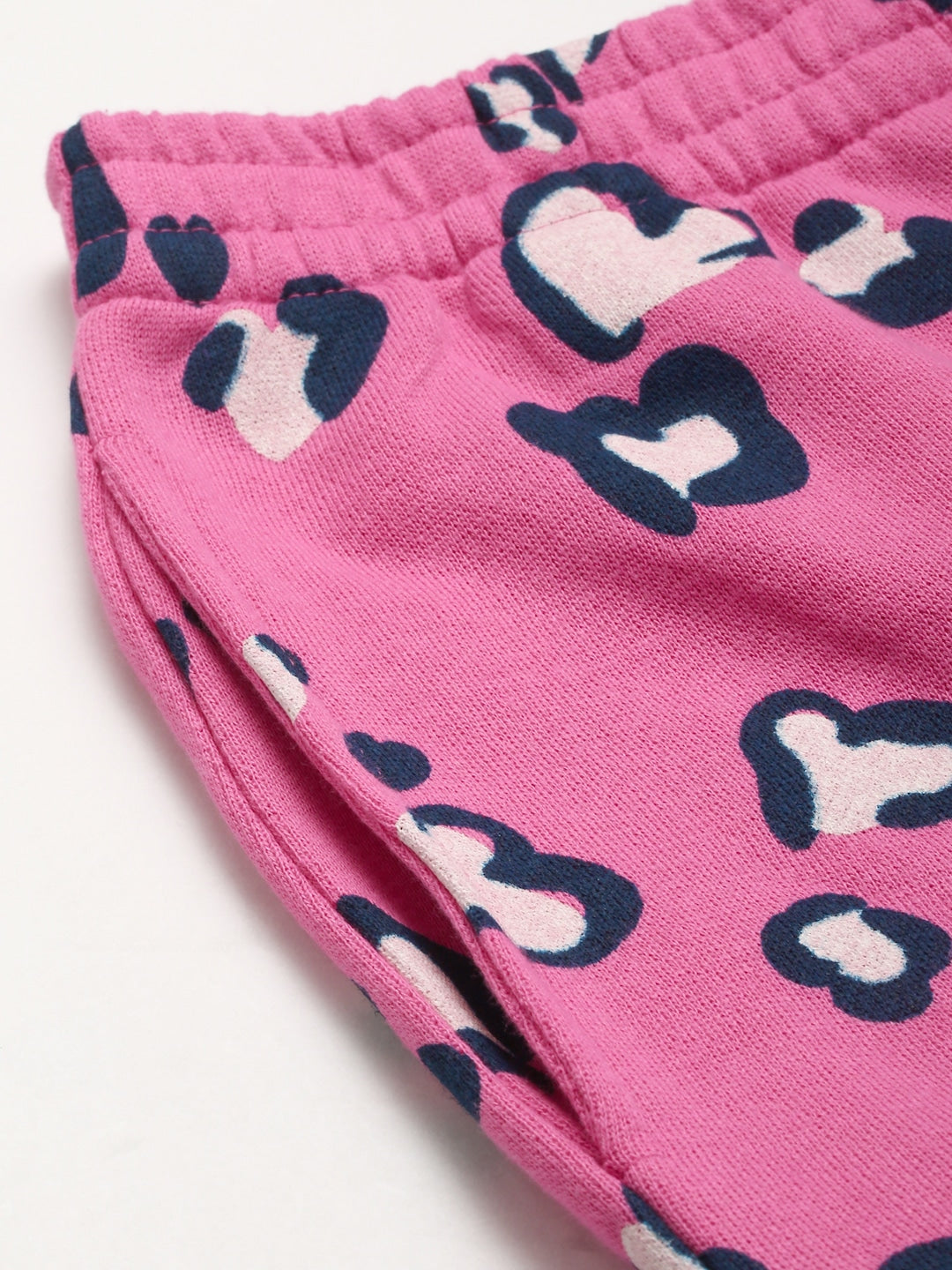 Women Pink & White Pure Cotton Conversational Print Pyjama Set