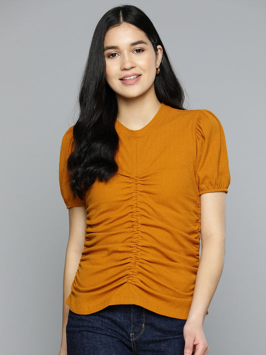 Ruched Puff Sleeves Top